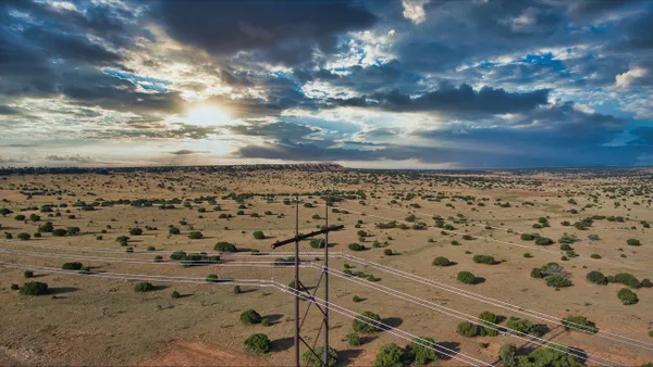 The Western Spirit transmission line in New Mexico desert.