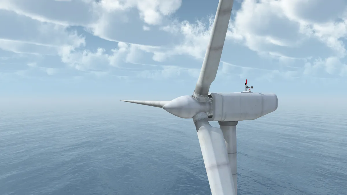 An offshore wind turbine.