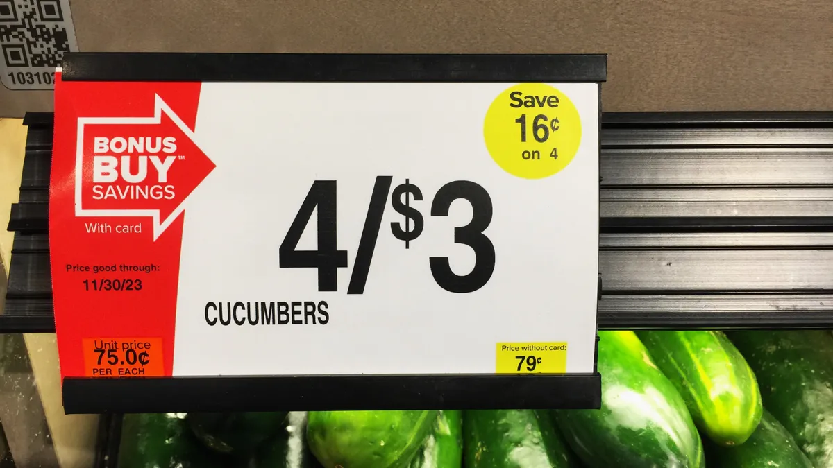 Cucumbers in a grocery store