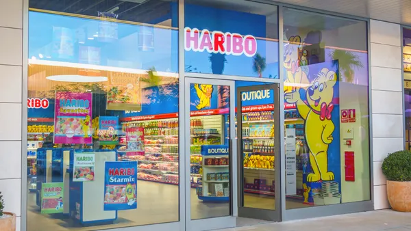 Haribo gummy bear storefront showing mascot
