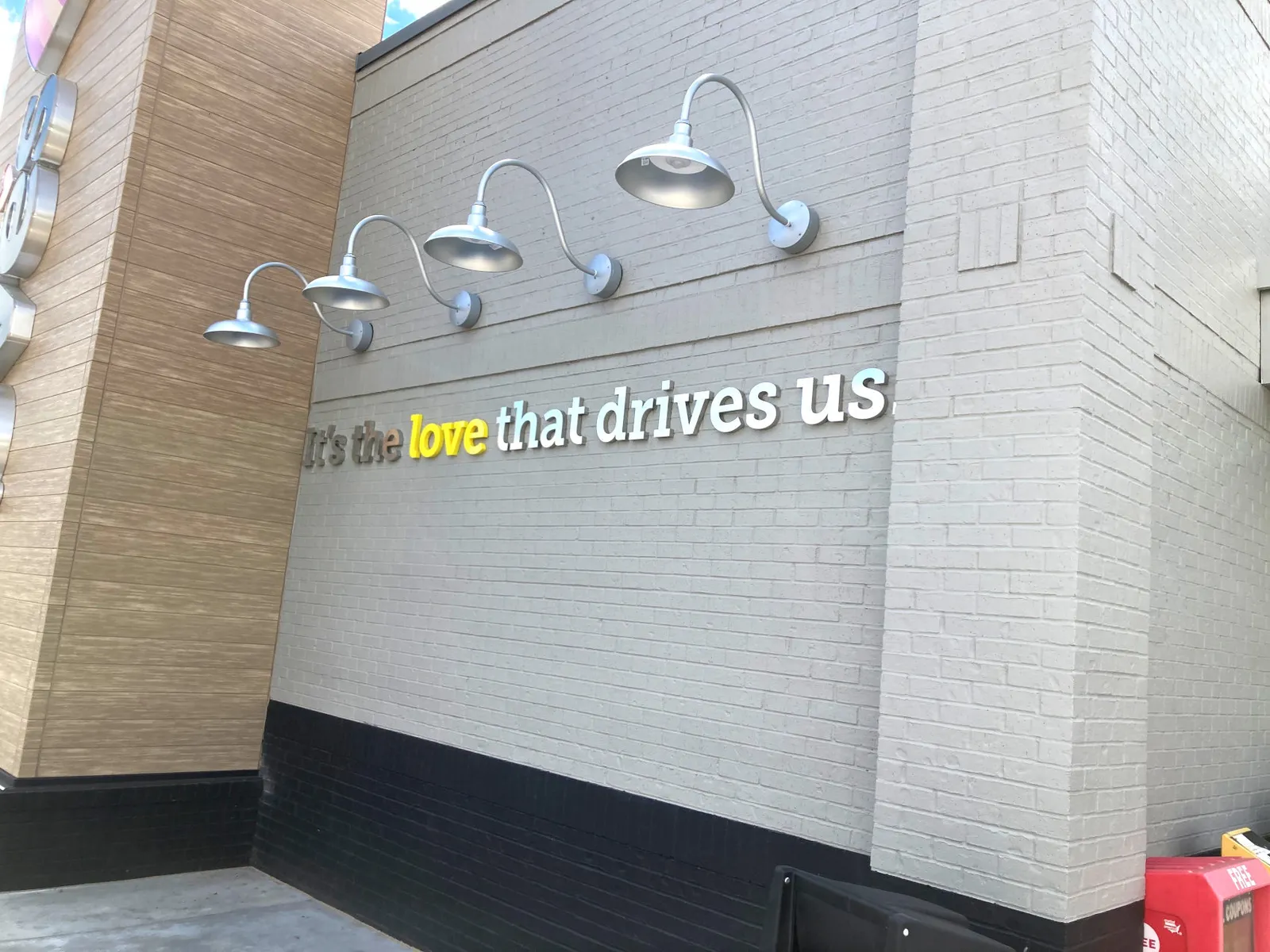 A photo of the exterior of a remodeled Love&#x27;s Travel Stops &amp; Country Stores in Toms Brook, Virginia.