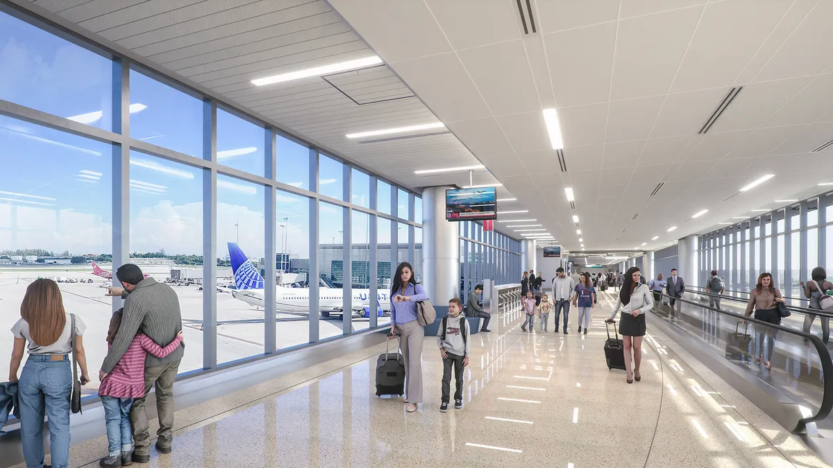 A rendering portrays the vision for a terminal connector beyond security checkpoints at Fort Lauderdale-Hollywood International Airport.