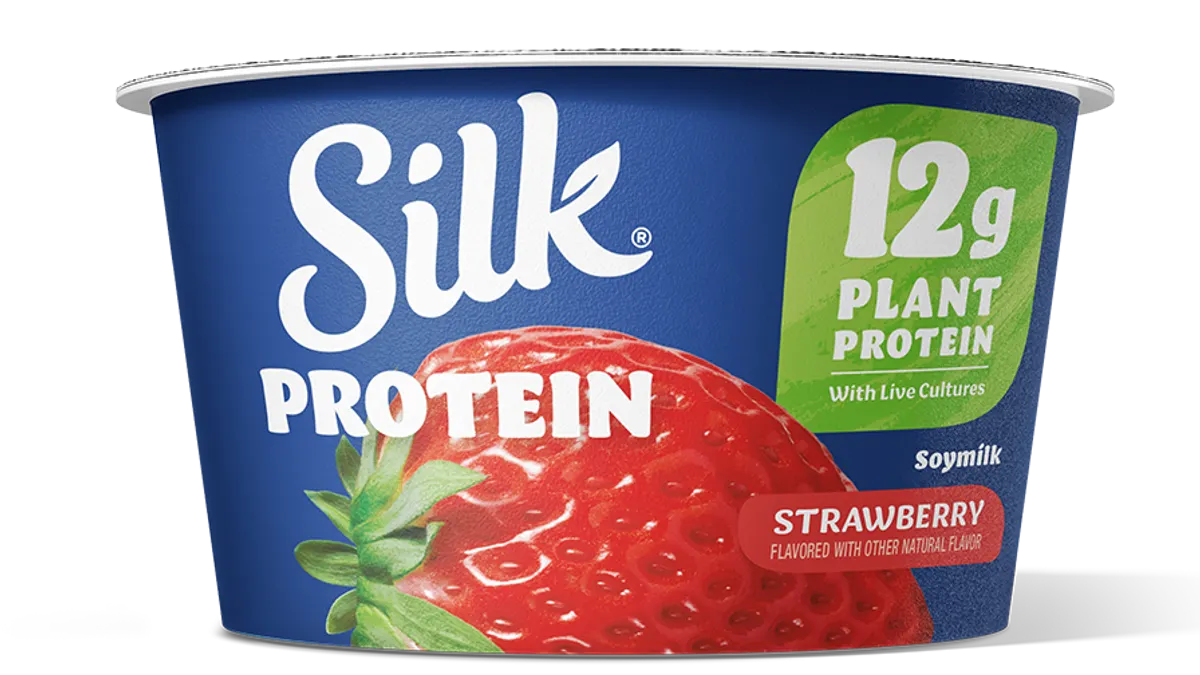 A package of Silk's new high-protein yogurt
