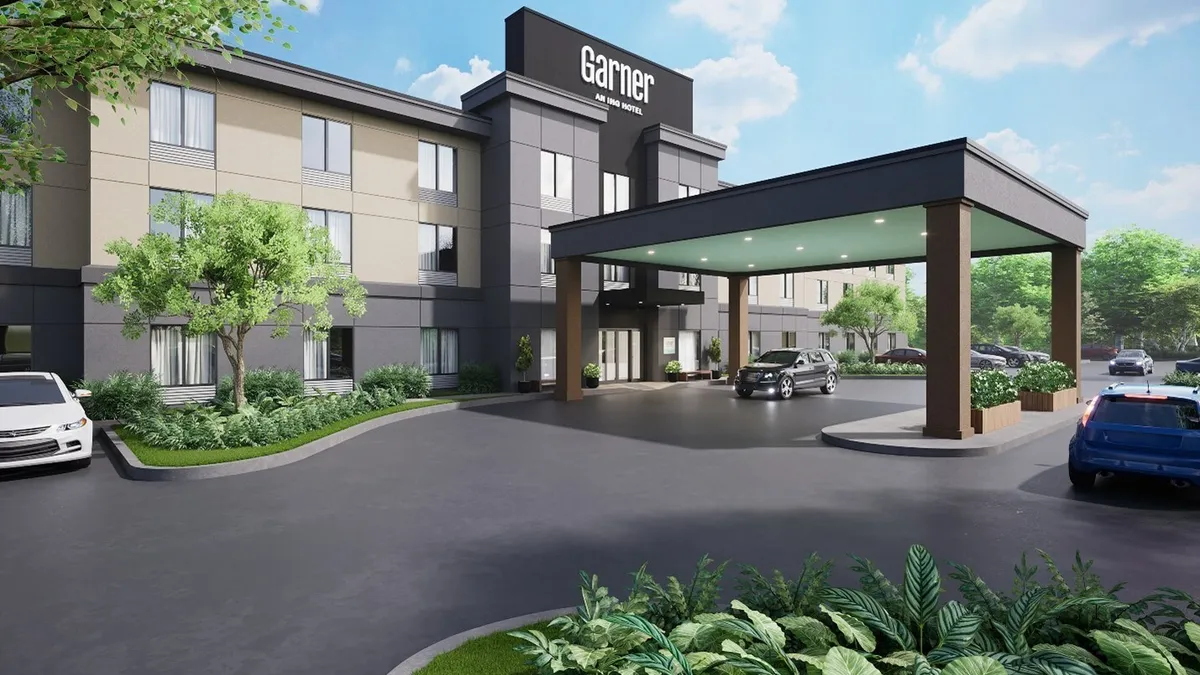 A rendering shows the prototype for IHG's new hotel brand, Garner.