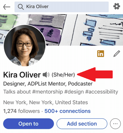 LinkedIn gender pronouns 