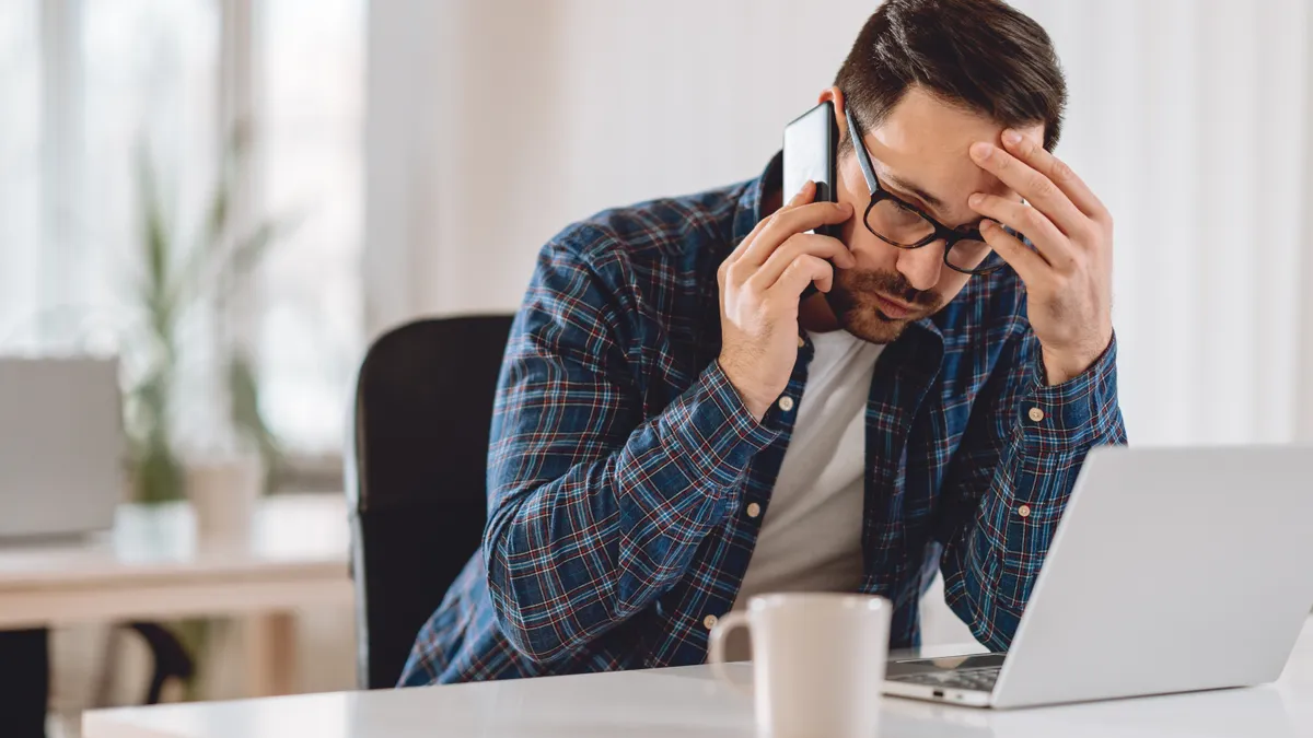 Businessman talking on phone