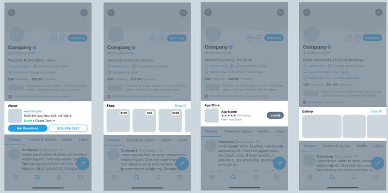 Twitter Business Profile elements