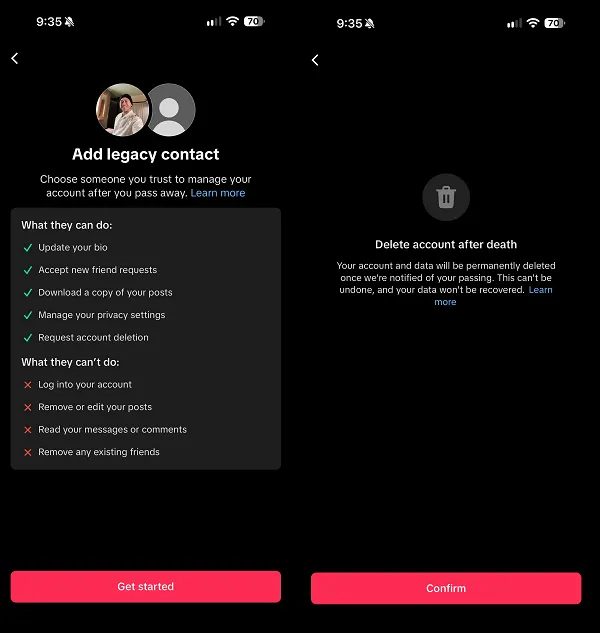 TikTok legacy accounts