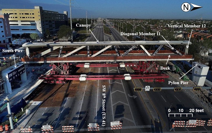 FIU Bridge collapse cracks observed March 13, 2018 (NTSB labels)