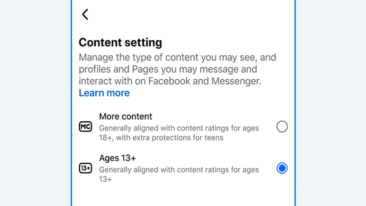 Meta content settings