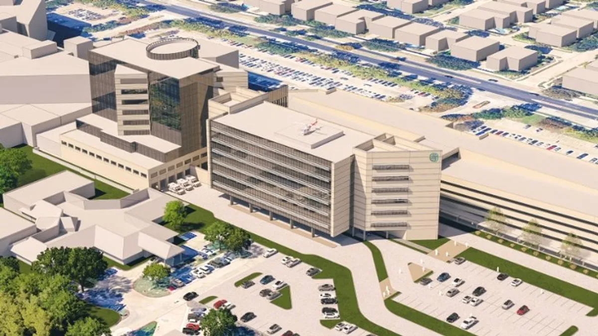 Rendering of the $323 million intensive treatment tower at Texas Health Presbyterian in Plano, Texas.