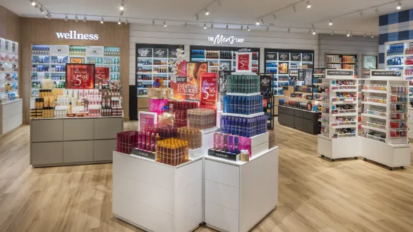 The interior of a Bath & Body Works with its Gingham+ store design.