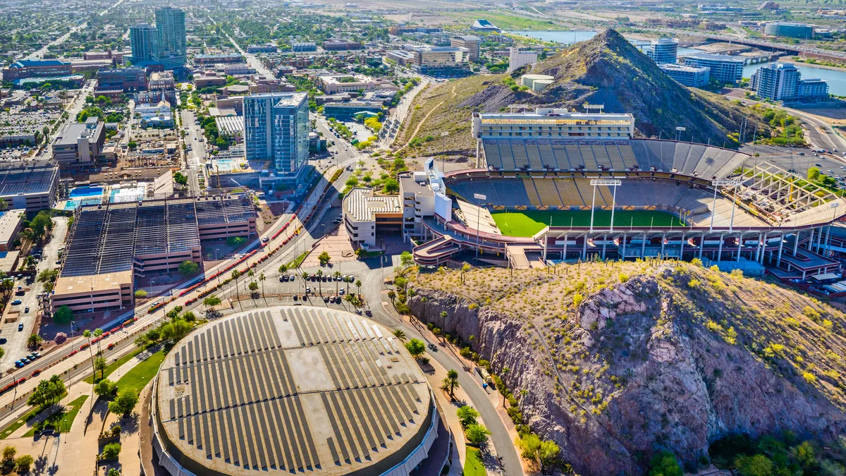 An aerial view of Arizona State University