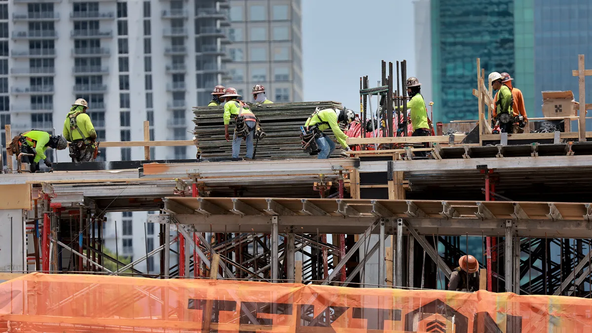 Construction workers on a jobsite in Miami.