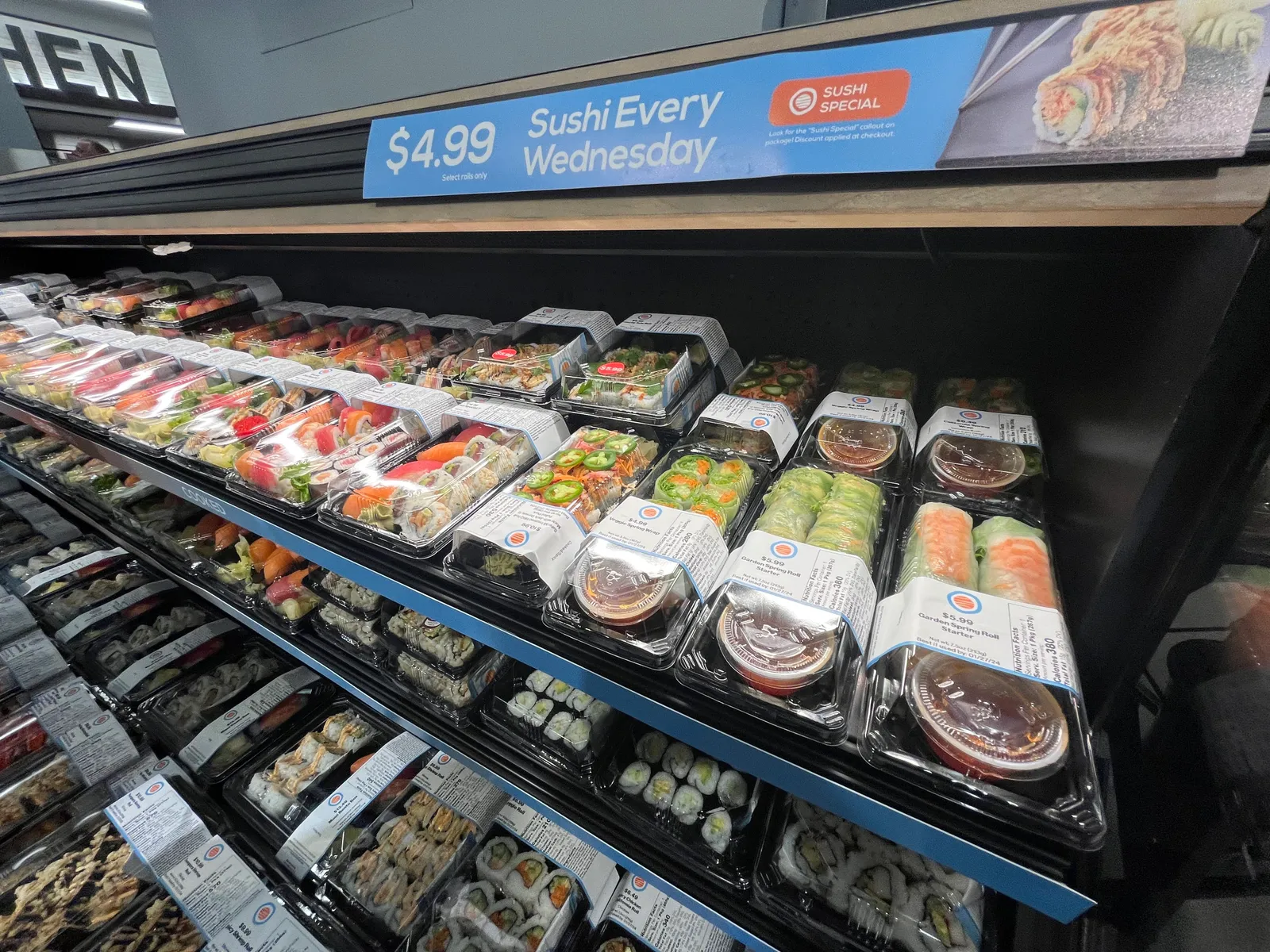 Sushi counter at a grocery store