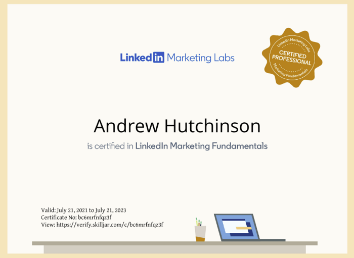 LinkedIn Marketing Labs certificate