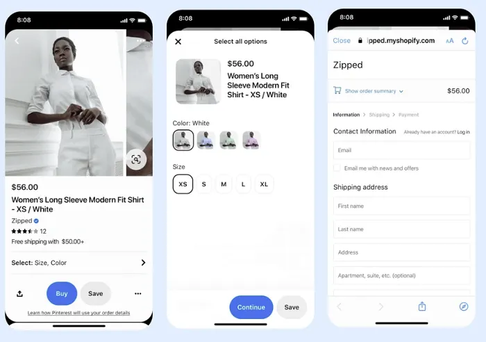 Pinterest Hosted Checkout