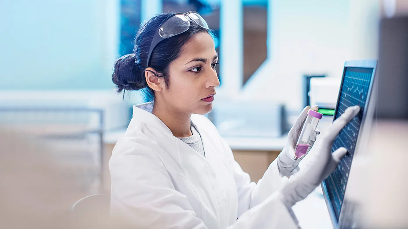 Lab tech entering data