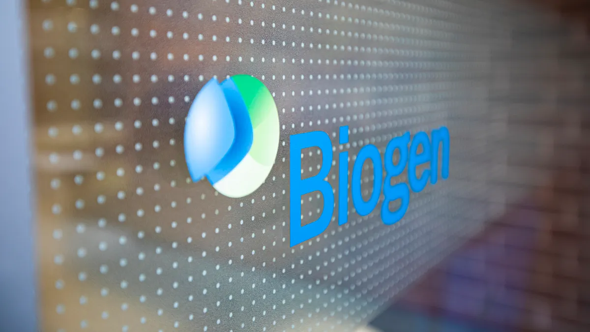 A photo of a Biogen sign