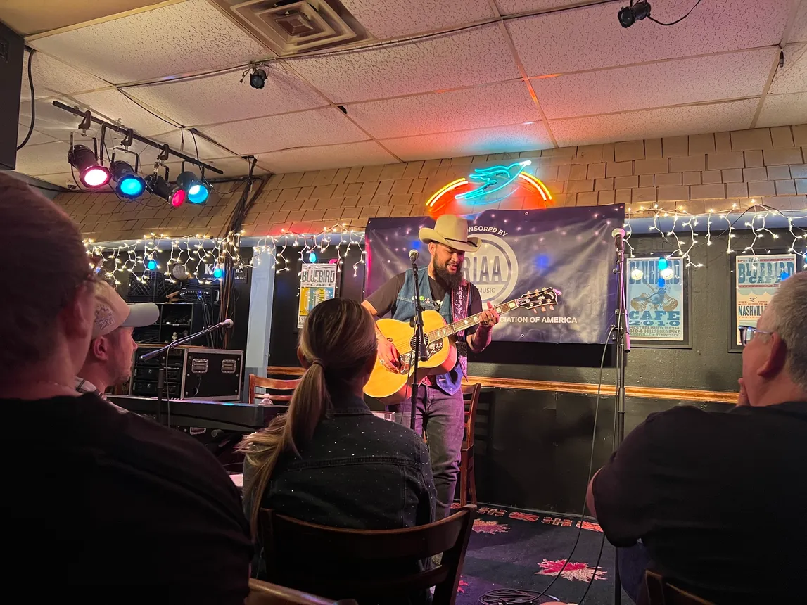 Singer/songwriter Kapali Long performs during a writer's night at the Bluebird Cafe in Nashville last week.