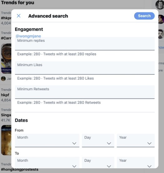 Twitter advanced search update test