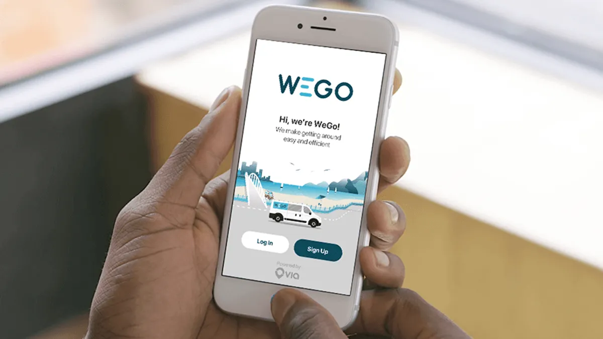 Gainesville, Georgia's WeGo on-demand transportation service app.