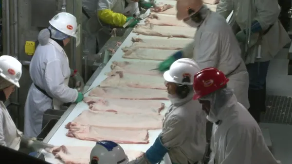 Screengrab from a video of a Tyson Foods pork processing facility