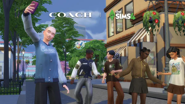 Five Sims wear Coach-inspired virtual clothing.
