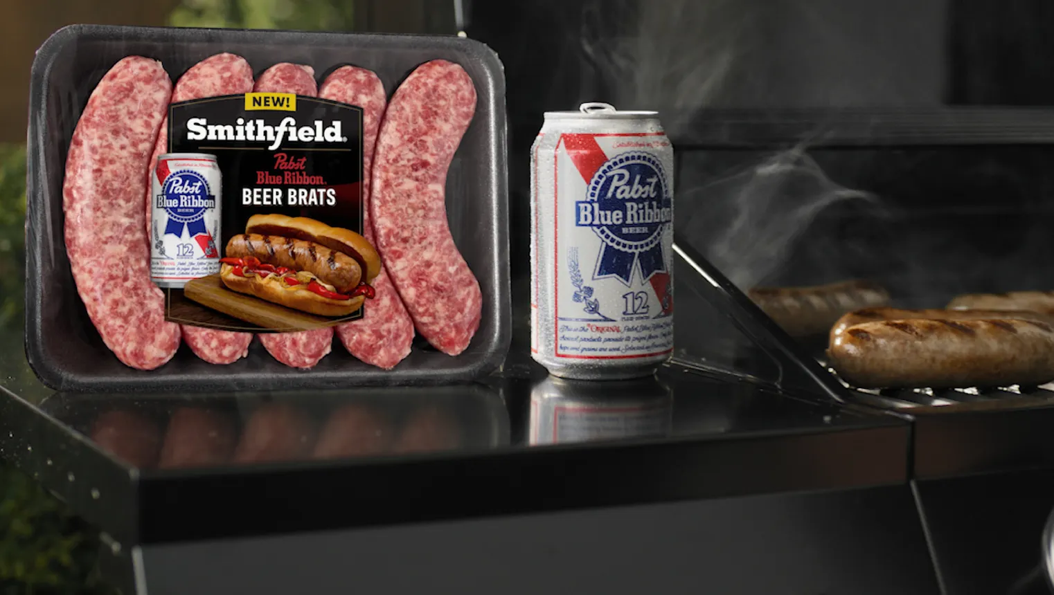A package of Smithfield Foods' Pabst Blue Ribbon brats.