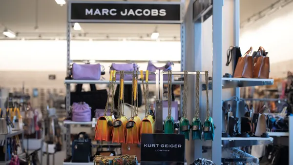 Purse racks in a store.