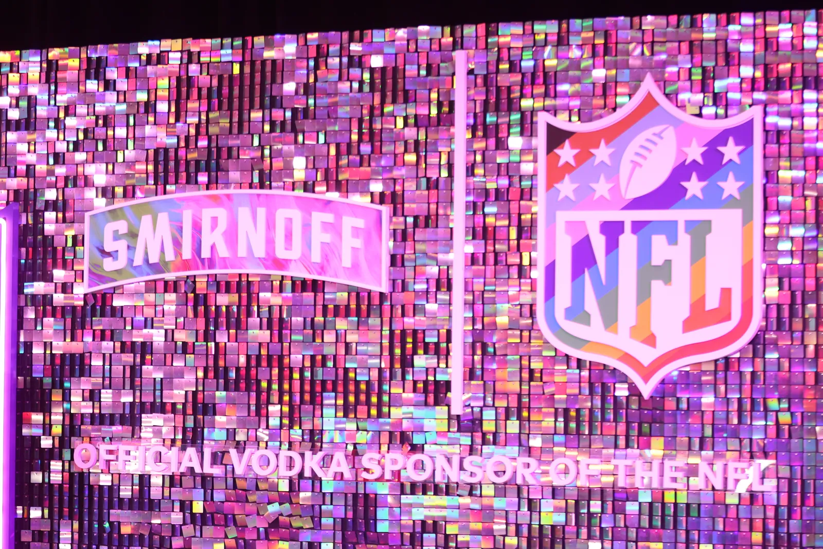 A view of Smirnoff display at Smirnoff Sponsors NFL's A Night of Pride with GLAAD at Super Bowl LVII on February 08, 2023 in Phoenix, Arizona.