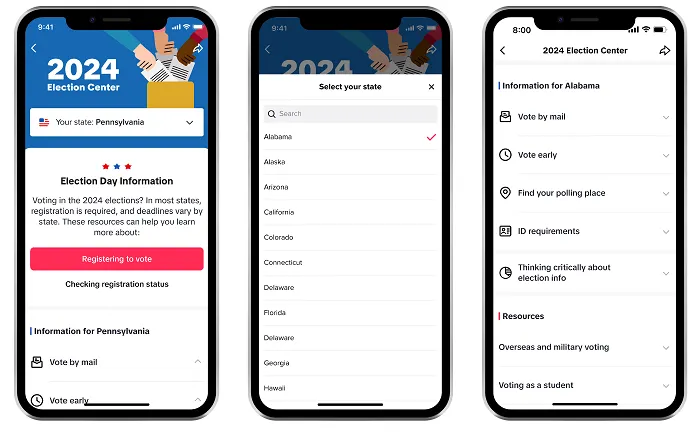TikTok election center example