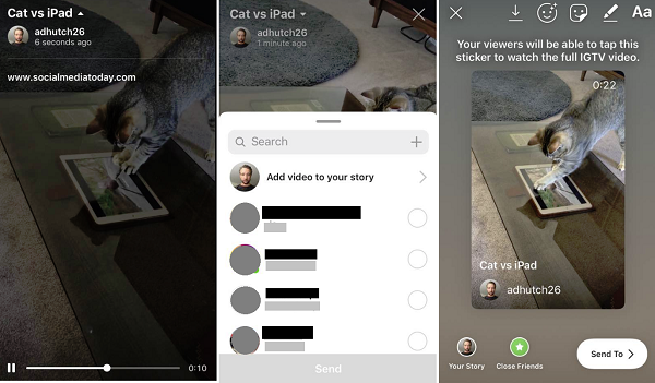 Instagram IGTV swipe-up link example