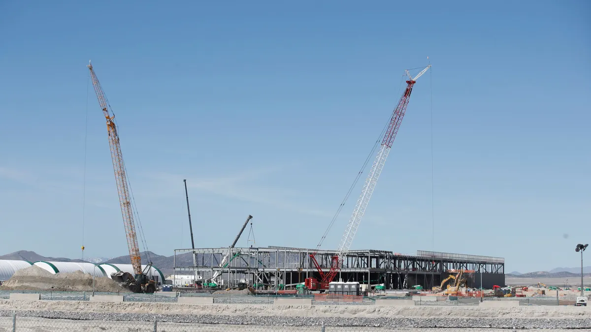 Cranes at a construction site.