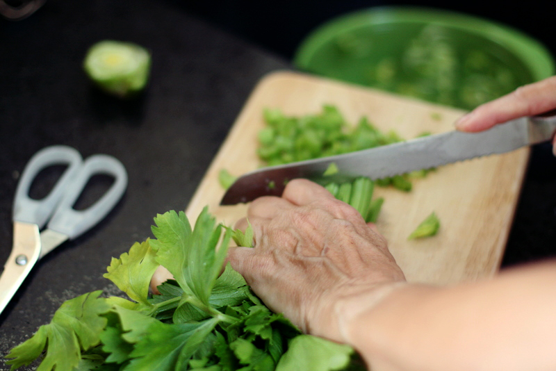 chopping vegetables