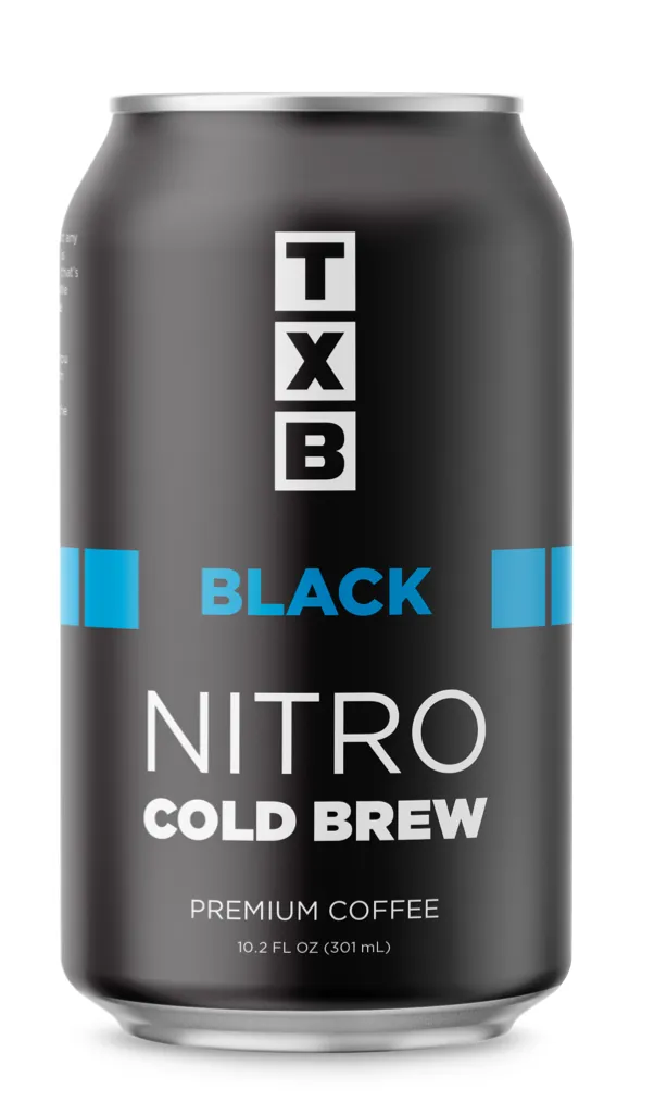 A photo of a can of nitro coffee from TXB.