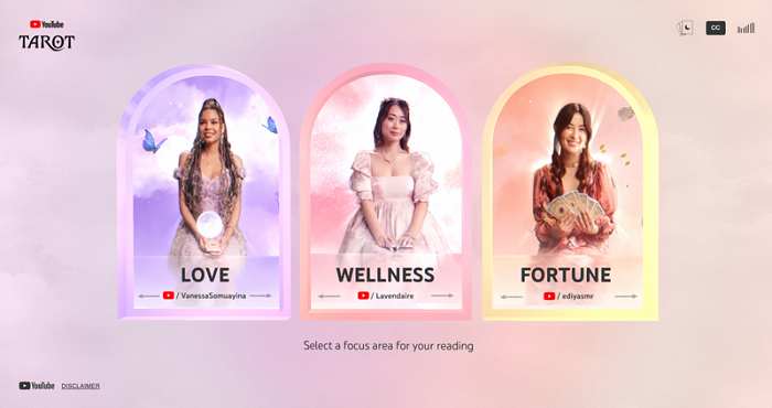 YouTube tarot card experience