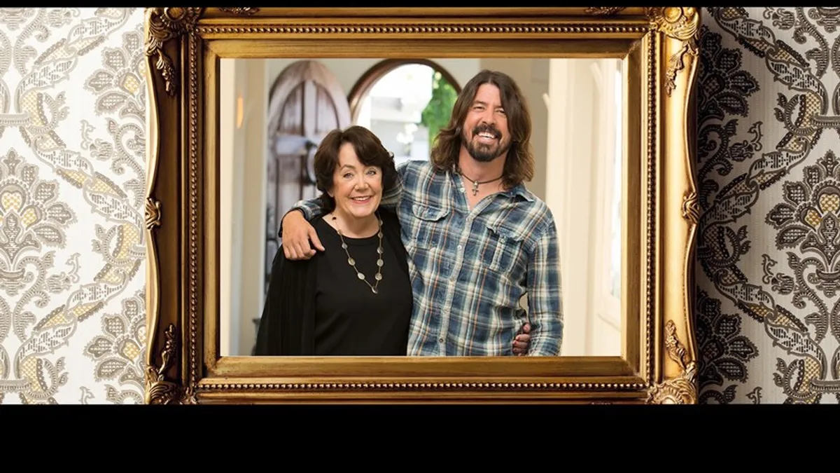 Dave Grohl and his mother in an image provided by Stellantis Media, via PR Newswire