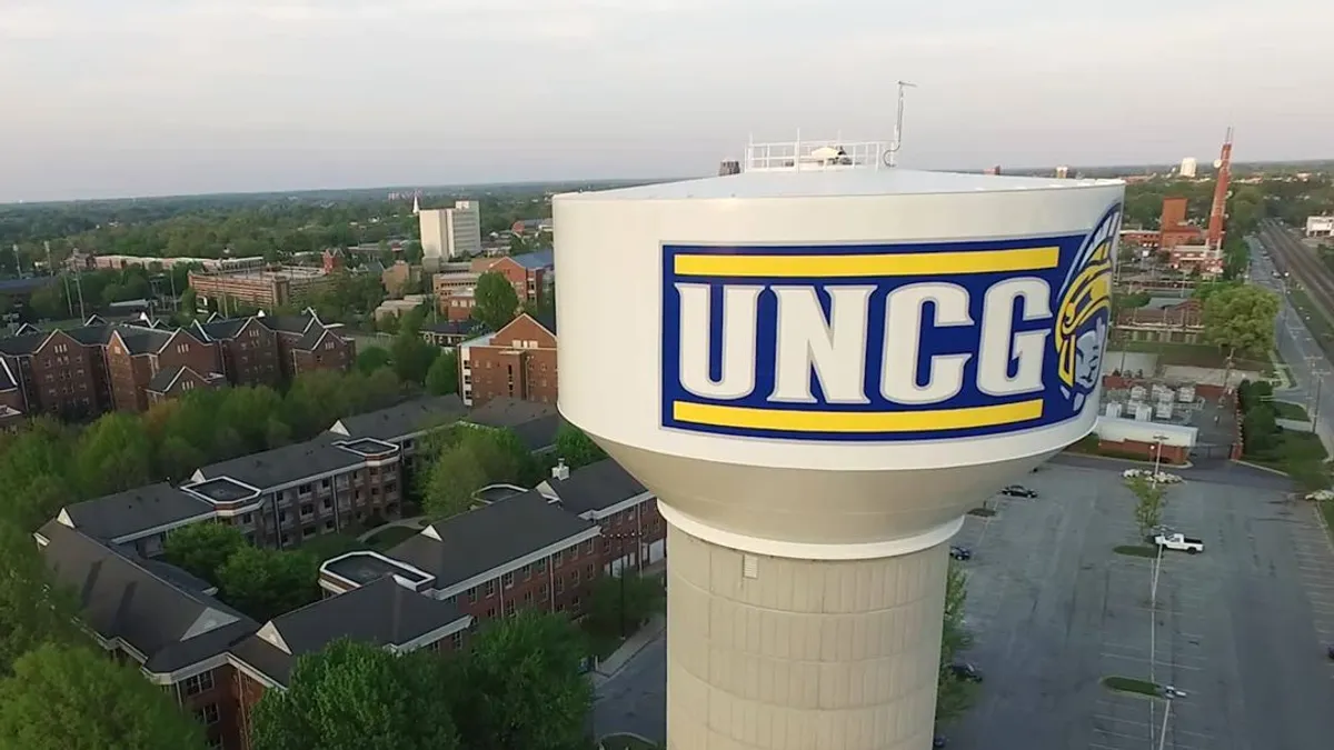 A wide aerial shot of UNC-Greensboro.