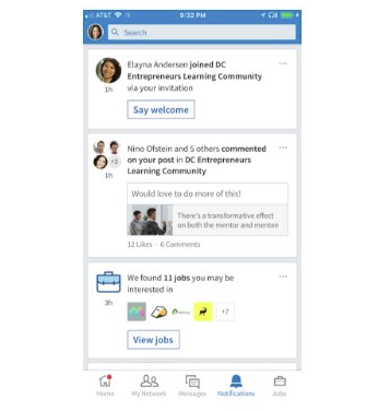 LinkedIn group notifications screenshot