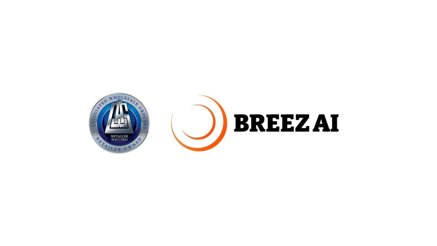 Logos for Associated Wholesale Grocers and Breeze AI