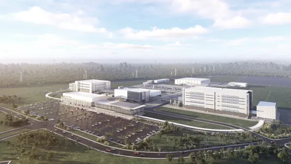 aerial rendering of a Eli Lilly manufacturing facility in Houston, Texas.