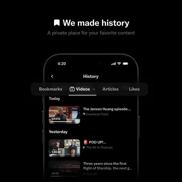 X History tab update