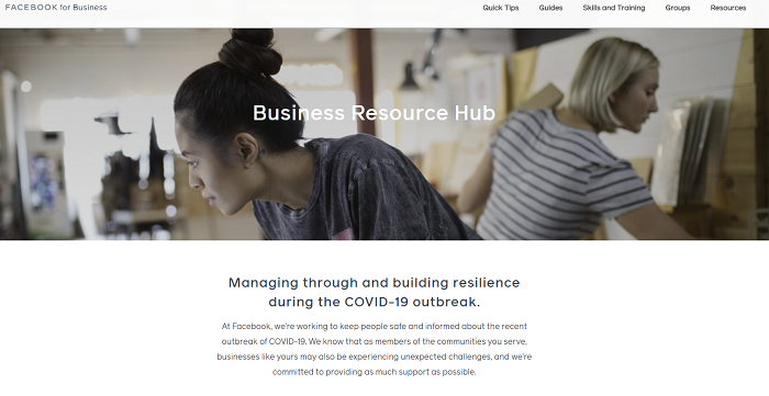 Facebook coronavirus resource hub