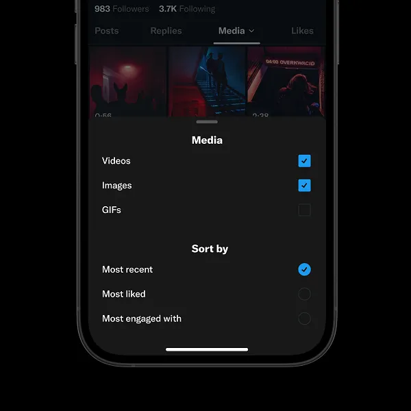 X media tab