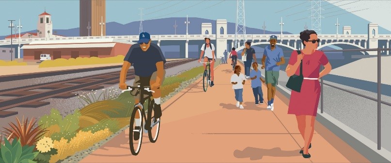 Illustration: Los Angeles River bike path