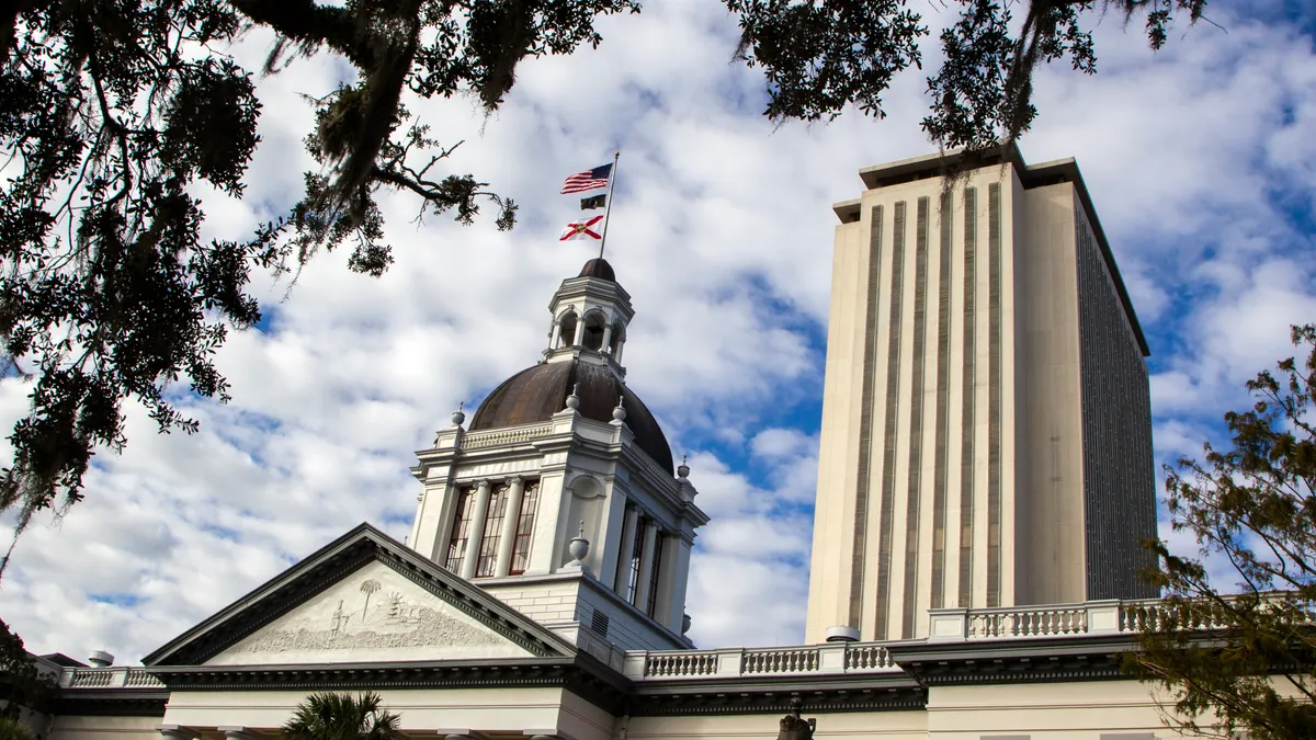 A view of the historic Old Florida State Capitol building, which sits in front of the current New Capitol, on November 10, 2018 in Tallahassee, Florida.