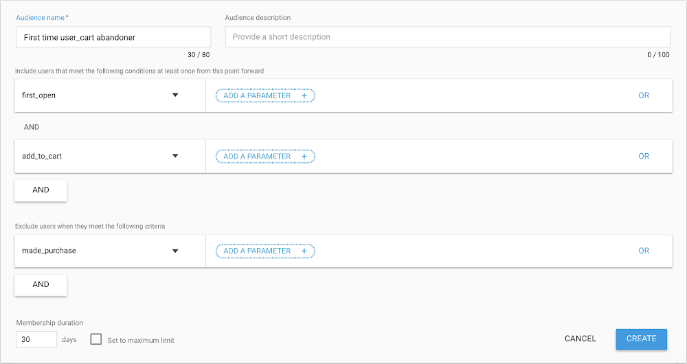Google Firebase audiences