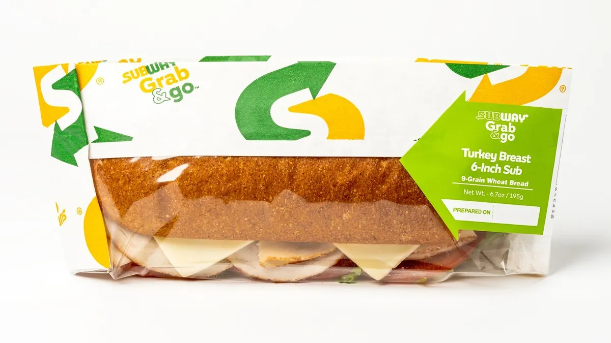 An image of a Subway sandwich in a plastic package.