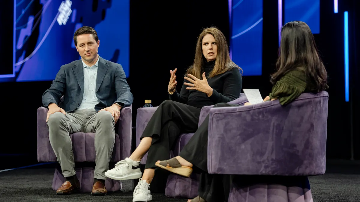 The Home Depot Chief Information Officer Angie Brown and Executive Vice President of Customer Experience Jordan Broggi speaking on a panel at Shoptalk Spring in Las Vegas.